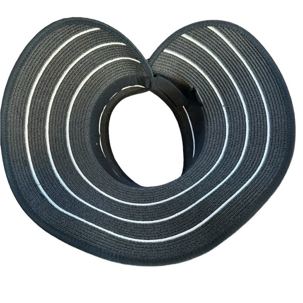 Black & White Stripe Packable Adjustable Visor Women's One Size - Picture 5 of 11